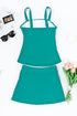 Solid Square Neck Sleeveless Tankini Swimsuit